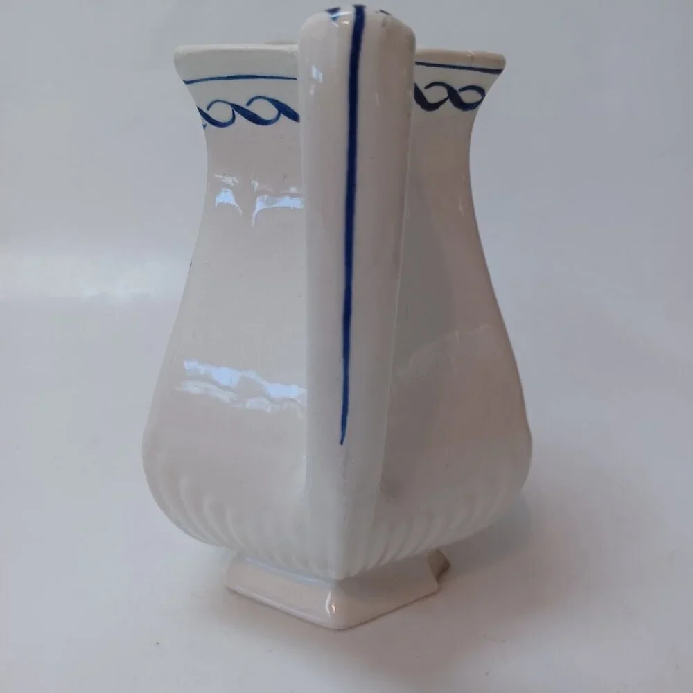 William Adams Baltic‎ Blue Floral Pitcher Real English Ironstone Small Chip